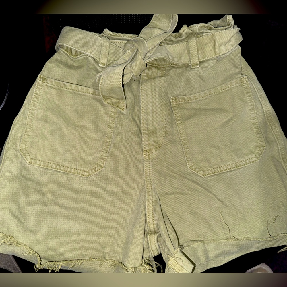 Olive Green Shorts with Tie Belt